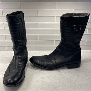 - Tremp - black leather boots - leather lined zipper & buckle EUC